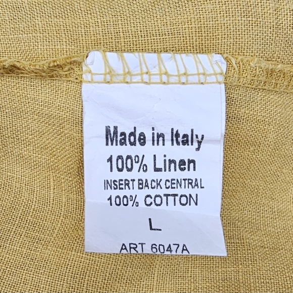 TERZO MILLENNIO Golden Linen w/Cotton Embroidered Split Back Lace Pullover Top - Picture 5 of 10